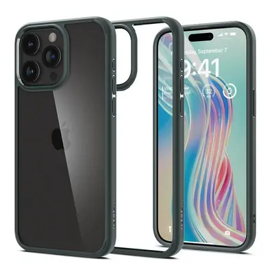 Apple iPhone 15 Pro Max, Műanyag hátlap védőtok + szilikon keret, Spigen Ultra Hybrid, átlátszó/