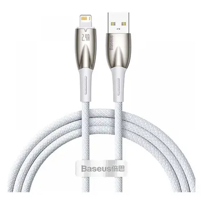 USB töltő- és adatkábel, Lightning, 100 cm, 2400 mA, törésgátlóval, gyorstöltés, Baseus Glimmer,