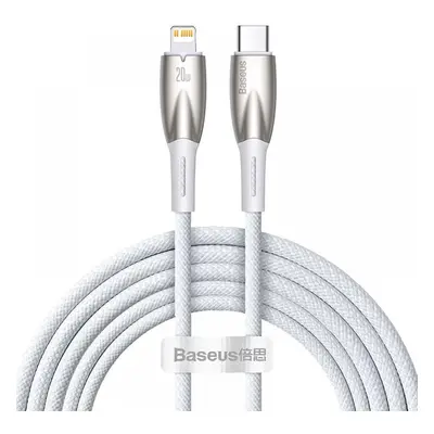 USB Type-C töltő- és adatkábel, Lightning, 200 cm, 2400mA, 20W, törésgátlóval, gyorstöltés, PD, 