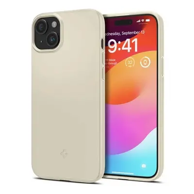 Apple iPhone 15 Plus, Műanyag hátlap védőtok, Spigen Thin Fit, beige