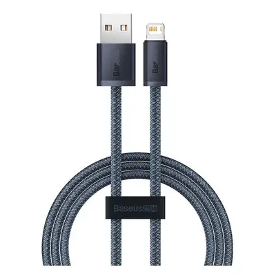 USB töltő- és adatkábel, Lightning, 100 cm, 2400 mA, gyorstöltés, cipőfűző minta, Baseus Dynamic