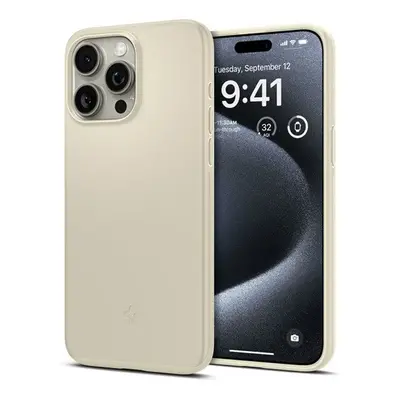 Apple iPhone 15 Pro Max, Műanyag hátlap védőtok, Spigen Thin Fit, beige