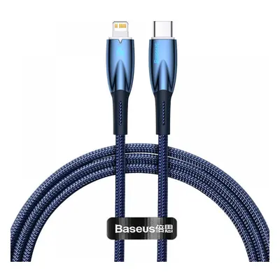 USB Type-C töltő- és adatkábel, Lightning, 100 cm, 2400mA, 20W, törésgátlóval, gyorstöltés, PD, 