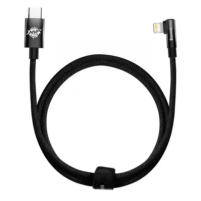 USB Type-C töltő- és adatkábel, Lightning, 100 cm, 2400mA, 20W, gyorstöltés, 90 fokos/derékszögű