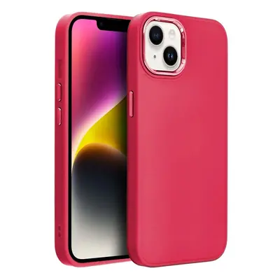 Apple iPhone 11, Szilikon tok, közepesen ütésálló, fémhatású kamera keret, Frame Case, magenta