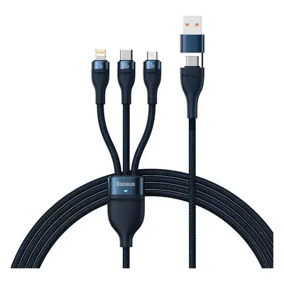 USB / USB Type-C töltő- és adatkábel 3in1, USB Type-C, Lightning, microUSB, 120 cm, 100W, törésg