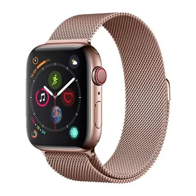 Apple Watch 1-6, SE (38 / 40 mm), fém pótszíj, milánói stílus, mágnes zárral, Devia Elegant, vör