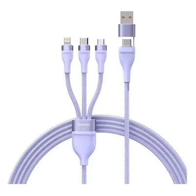 USB / USB Type-C töltő- és adatkábel 3in1, USB Type-C, Lightning, microUSB, 120 cm, 100W, törésg