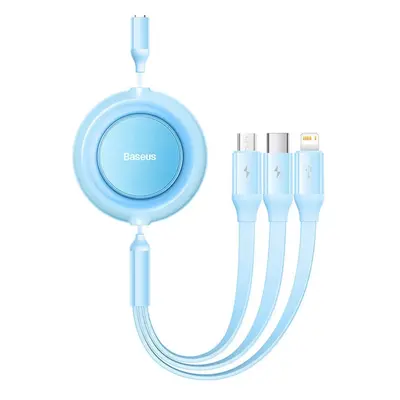 USB töltő- és adatkábel 3in1, USB Type-C, Lightning, microUSB, 110 cm, 3500 mA, gyorstöltés, lap