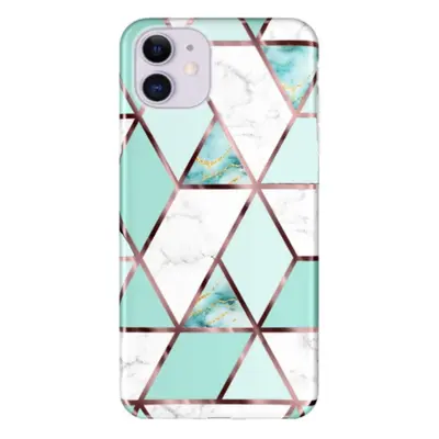 Huawei Mate 30 Lite, Szilikon tok, sokszöges márvány minta, Wooze Geometric Marble, színes/zöld