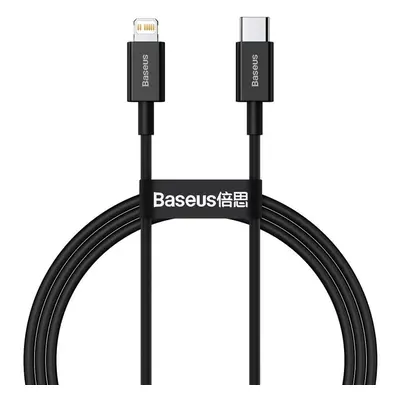 USB Type-C töltő- és adatkábel, Lightning, 100 cm, 20W, törésgátlóval, gyorstöltés, PD, Baseus S