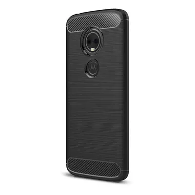 Motorola Moto G8 Plus, TPU szilikon tok, közepesen ütésálló, szálcsiszolt, karbon minta, fekete