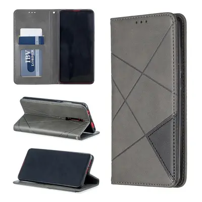 Huawei P50 / P50E, Oldalra nyíló tok, stand, geometria minta, Wooze DesignBook, szürke