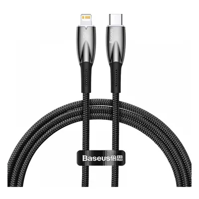 USB Type-C töltő- és adatkábel, Lightning, 100 cm, 2400mA, 20W, törésgátlóval, gyorstöltés, PD, 