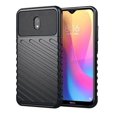 Xiaomi Redmi 8A, Szilikon tok, közepesen ütésálló, domború csíkos minta, fekete