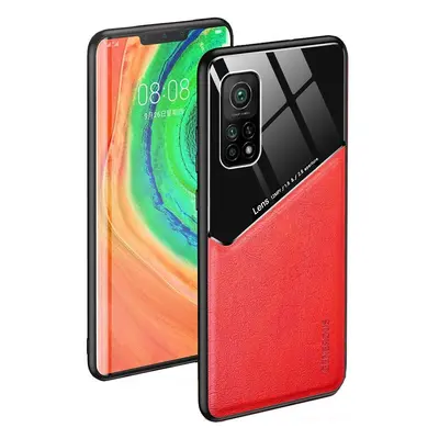 Huawei P40 Pro, Szilikon tok, bőr és plexi hátlap, közepesen ütésálló, mágneses tartóval kompati