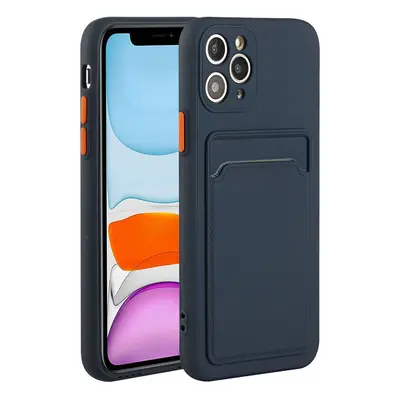 Xiaomi Poco X3 GT, Szilikon tok, kártyatartóval, Wooze Card Slot, sötétkék