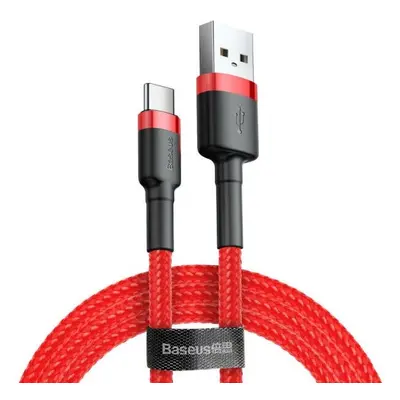 USB töltő- és adatkábel, USB Type-C, 200 cm, 2000 mA, törésgátlóval, gyorstöltés, cipőfűző minta