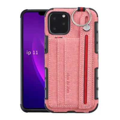 Apple iPhone 11 Pro, Szilikon tok, közepesen ütésálló, stand, textil hátlap, felakasztható, kézp