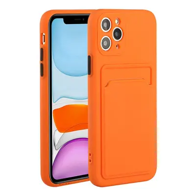 Huawei P50 / P50E, Szilikon tok, kártyatartóval, Wooze Card Slot, narancssárga