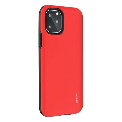 Huawei Y6p, Szilikon tok, műanyag kerettel, közepesen ütésálló, Roar Rico Armor, piros