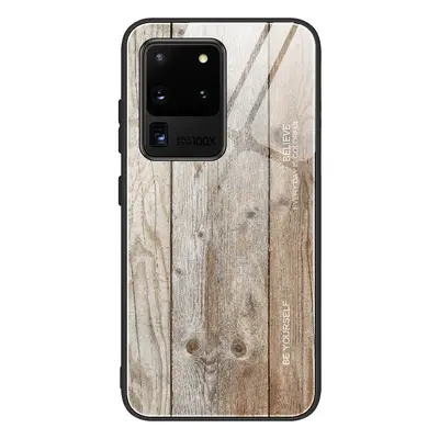 Apple iPhone 11 Pro Max, Szilikon védőkeret, edzett üveg hátlap, fa minta, Wooze Wood, világosba