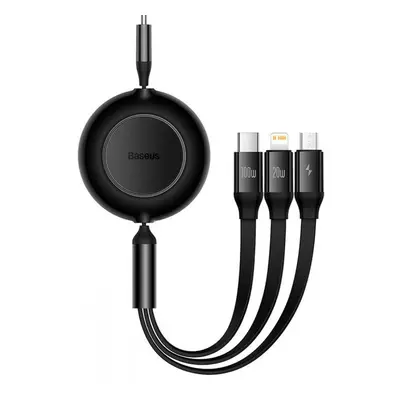 USB Type-C töltő- és adatkábel 3in1, USB Type-C, Lightning, microUSB, 110 cm, 100W, 3500 mA, gyo