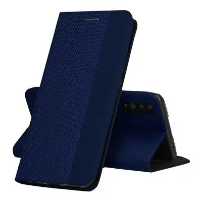 Xiaomi Mi 11, Oldalra nyíló tok, stand, textil minta, BookCover, sötétkék