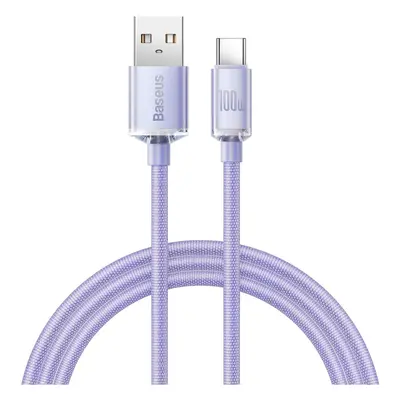 USB töltő- és adatkábel, USB Type-C, 200 cm, 5000 mA, 100W, gyorstöltés, PD, cipőfűző minta, Bas