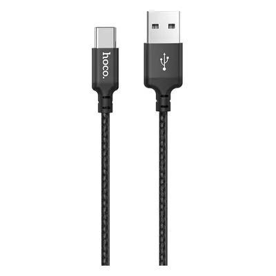 USB töltő- és adatkábel, USB Type-C, 100 cm, 3000 mA, törésgátlóval, cipőfűző minta, Hoco X14 Ti