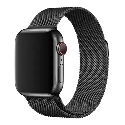 Apple Watch 4-6, SE, SE (2022) (38 / 40 mm), fém pótszíj, milánói stílus, fekete, gyári