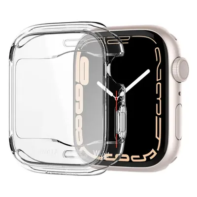 Apple Watch 7 (41mm), Szilikon védőkeret, ütésálló, szíj nélkül, Spigen Ultra Hybrid, átlátszó