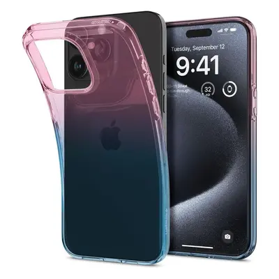 Apple iPhone 15 Pro, Szilikon tok, színátmenetes, Spigen Liquid Crystal Gradiation, átlátszó/róz