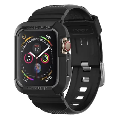 Apple Watch 4-7, SE (44mm / 45mm), Szilikon védőkeret, ütésálló, szíjjal, Spigen Rugged Armor Pr