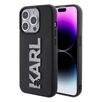 Apple iPhone 15 Pro, Műanyag hátlap védőtok + szilikon keret, 3D csillogó, Karl minta, Karl Lage