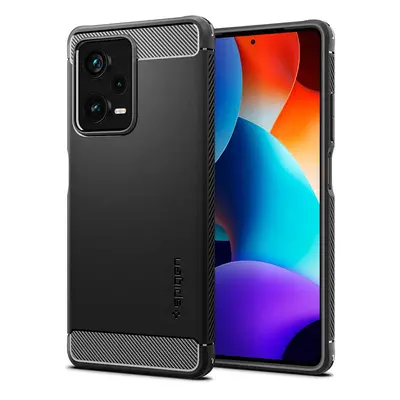 Xiaomi Redmi Note 12 Pro Plus 5G, Szilikon tok, Spigen Rugged Armor, karbon minta, fekete