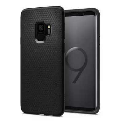 Samsung Galaxy S9 SM-G960, TPU szilikon tok, Spigen Liquid Air, háromszög minta, fekete