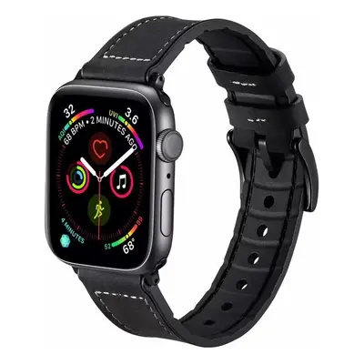 Apple Watch 4-6, SE, SE (2022) (38 / 40 mm) / Watch 7-9 (41 mm), bőr + szilikon pótszíj, állítha