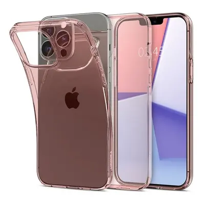 Apple iPhone 13 Pro Max, Szilikon tok, Spigen Crystal Flex, átlátszó/vörösarany