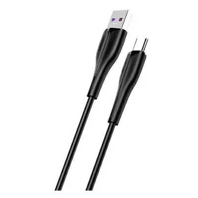 USB töltő- és adatkábel, USB Type-C, 100 cm, 5000 mA, törésgátlóval, gyorstöltés, Usams U38, fek