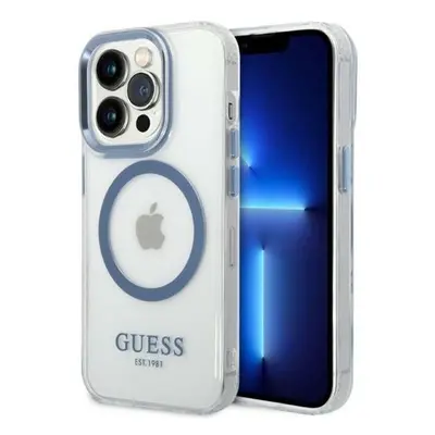 Guess Metal Outline Magsafe Apple iPhone 14 Pro hátlap tok, kék