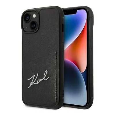 Karl Lagerfeld Signature Logo Cardslot Apple iPhone 14 Plus hátlap tok, fekete