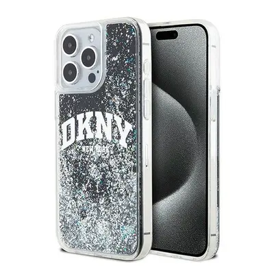 DKNY Liquid Glitter Arch Logo iPhone 14 Pro Max hátlap tok, fekete