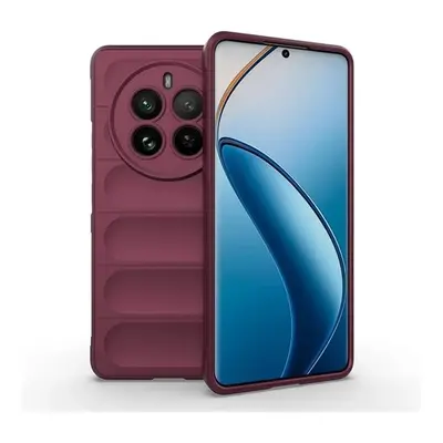 Realme 12 Pro / 12 Pro Plus, Szilikon tok, közepesen ütésálló, 3D minta, bordó