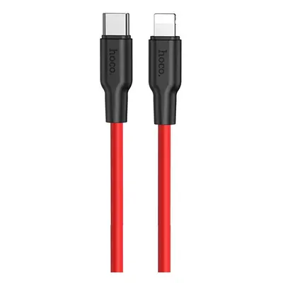 USB Type-C töltő- és adatkábel, Lightning, 100 cm, 3000 mA, gyorstöltés, PD, Hoco X21 Plus, feke