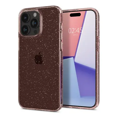 Apple iPhone 15 Pro, Szilikon tok, Spigen Liquid Crystal Glitter, átlátszó/vörösarany