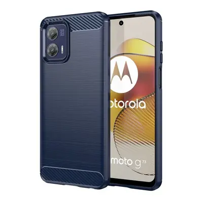 Motorola Moto G73 5G, Szilikon tok, közepesen ütésálló, szálcsiszolt, karbon minta, sötétkék