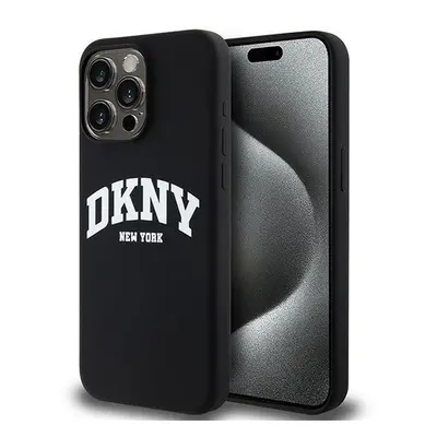 DKNY Liquid Silicone Arch Logo iPhone 14 Pro Max Magsafe hátlap tok, fekete