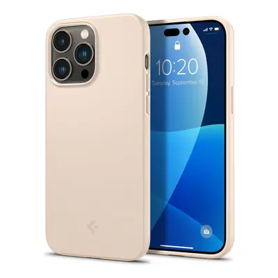 Apple iPhone 14 Pro Max, Műanyag hátlap védőtok, Spigen Thin Fit, homok-beige