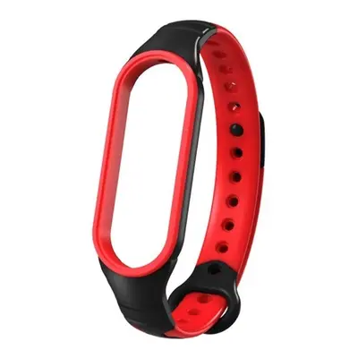 Xiaomi Mi Band 6, szilikon pótszíj, lyukacsos, légáteresztő, fekete/piros